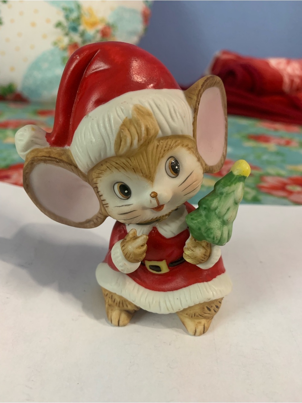 Vintage Homeco Christmas Santa Mouse Ceramic 1970s #5405